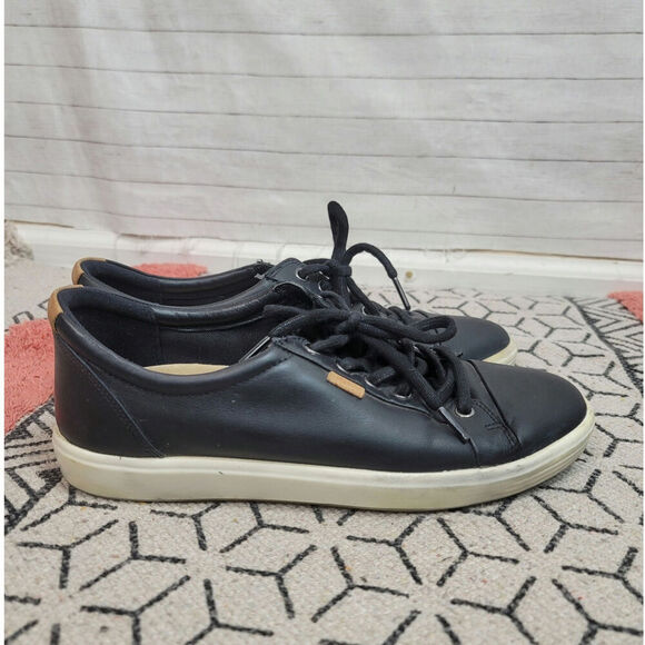 ECCO Soft 7 Casual Sneaker in Black Leather, sz 10-10.5 - Picture 1 of 15